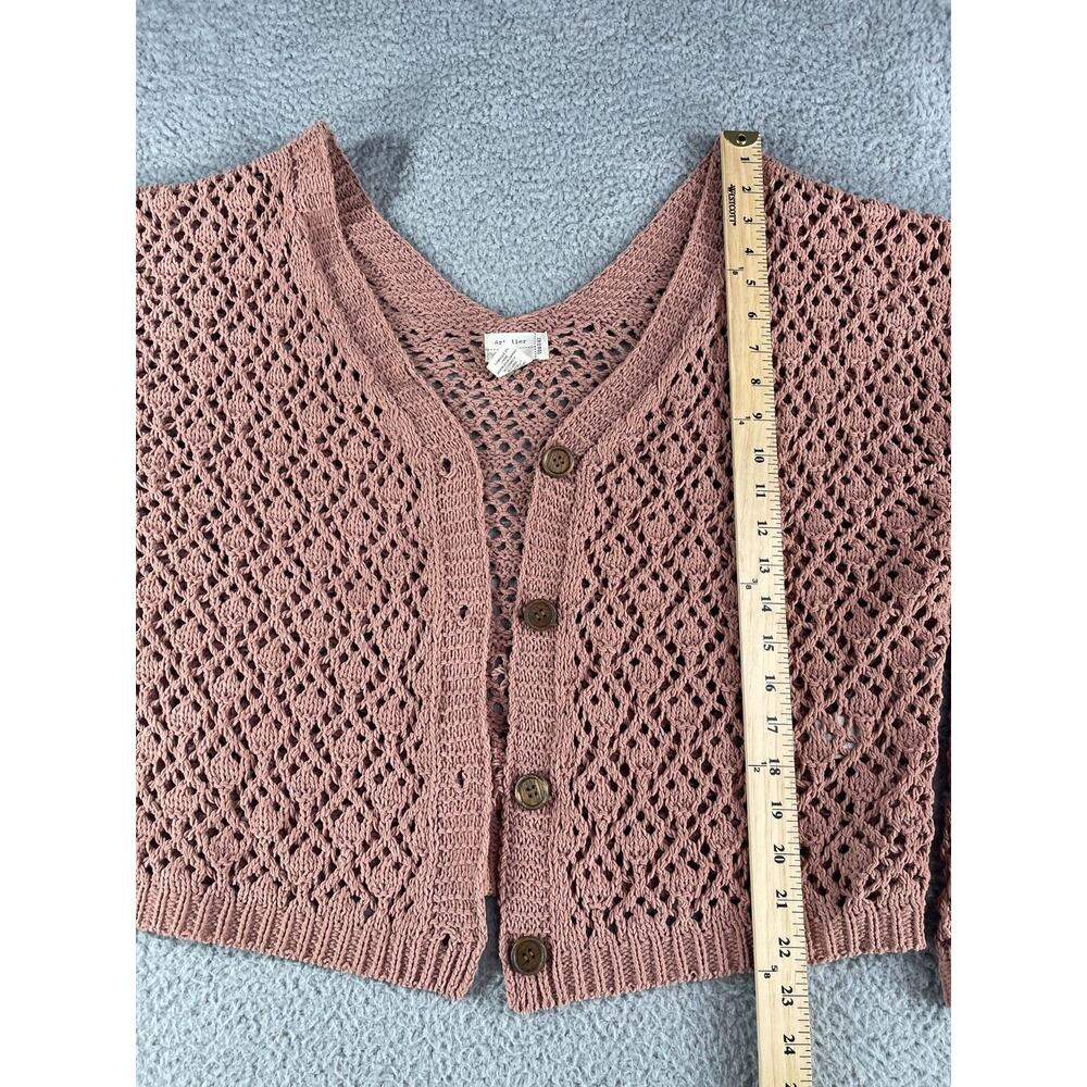 Artelier Nicole Miller Knit Sweater Womens XL Brown Open Knit Cardigan Buttons - Picture 8 of 12